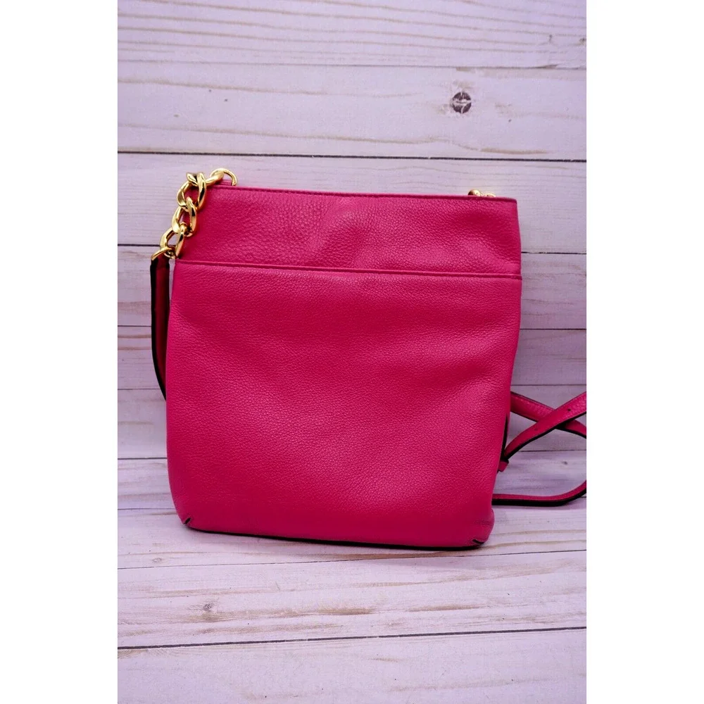 Michael Kors Womens Pink Pebbled Leather Adjustable Strap Small Crossbody Bag